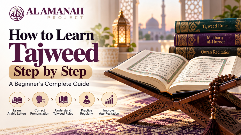 Current image: Beginner learning Tajweed and Quran recitation step by step