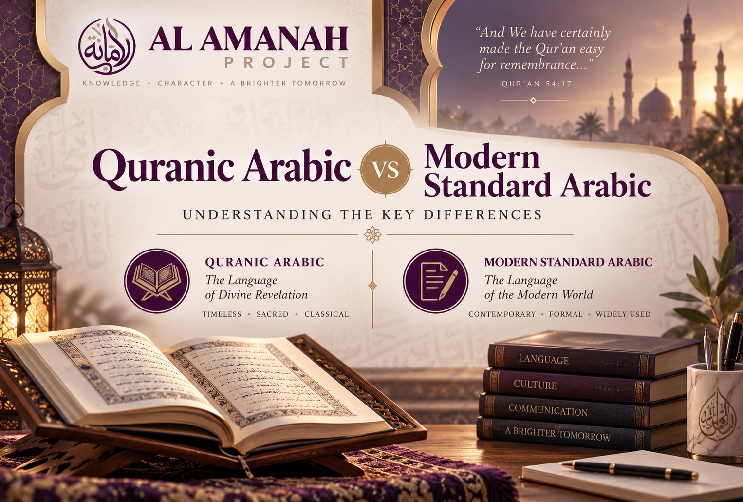 Difference between Quranic Arabic and Modern Standard Arabic for learners