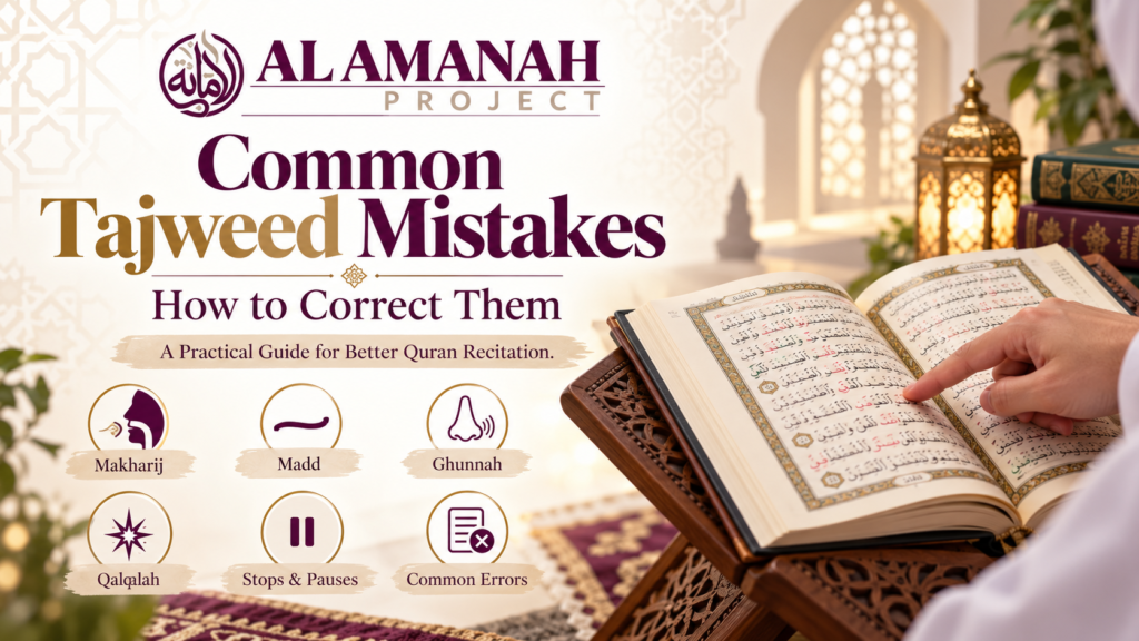 Current image: Common Tajweed mistakes in Quran recitation and ways to correct themA practical guide to identifying and correcting common Tajweed mistakes in Quran recitation.