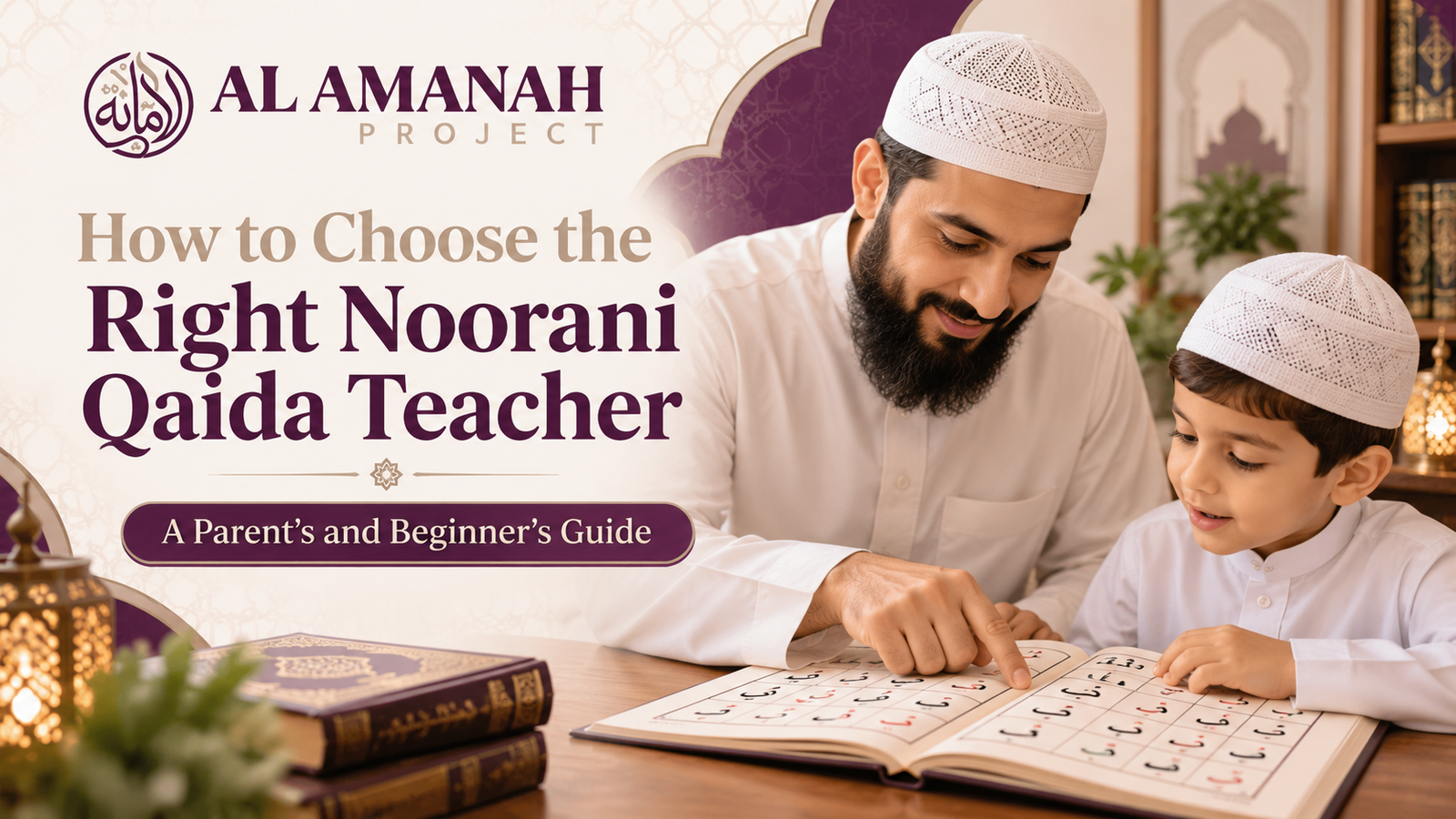 Student learning Noorani Qaida with a qualified Quran teacher